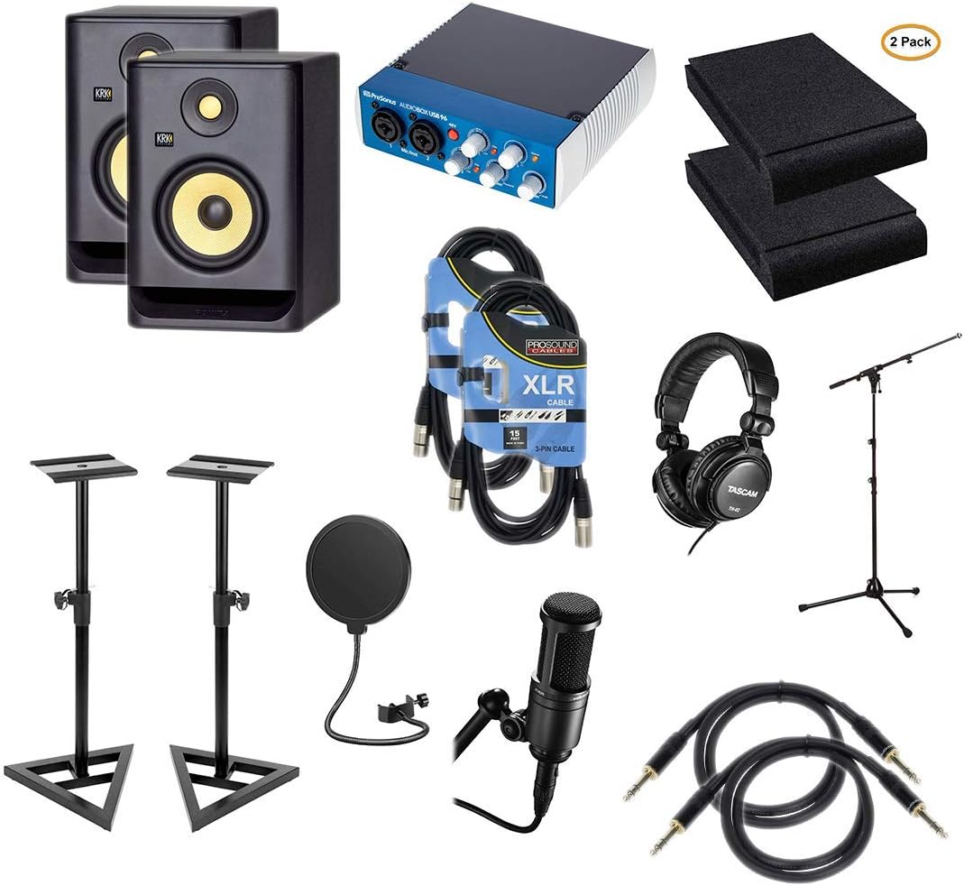 KRK ROKIT 5 G4 5″ Pair, AudioBox USB 96, AT2020, POP Filter