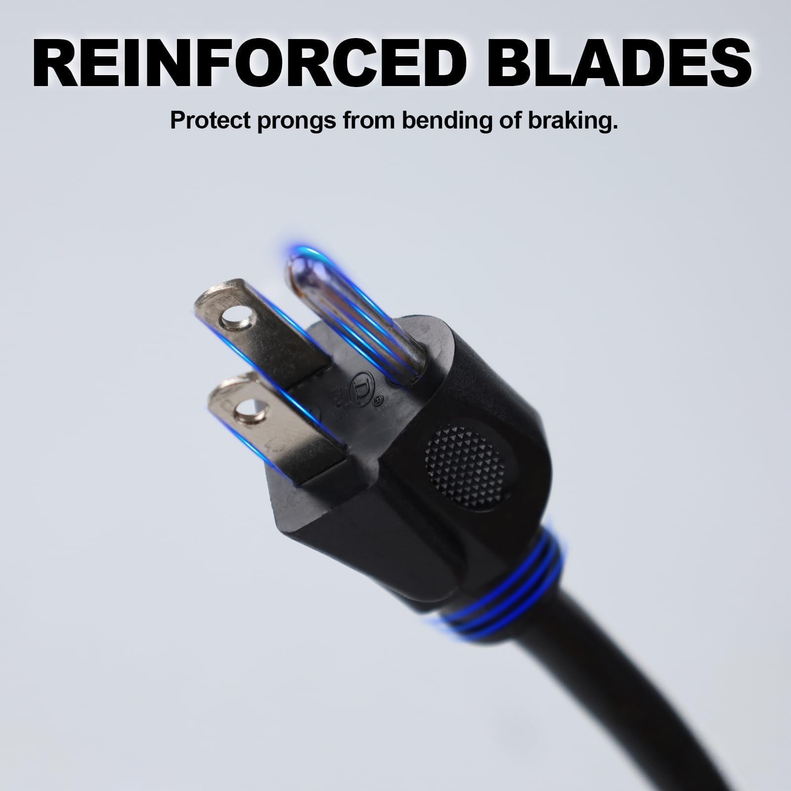 EP Paquete de 2 cables de extensión para exteriores de 10 pies con 3 tomas de corriente eléctricas, cable negro duradero 16/3 SJTW con enchufe de tierra de 3 clavijas