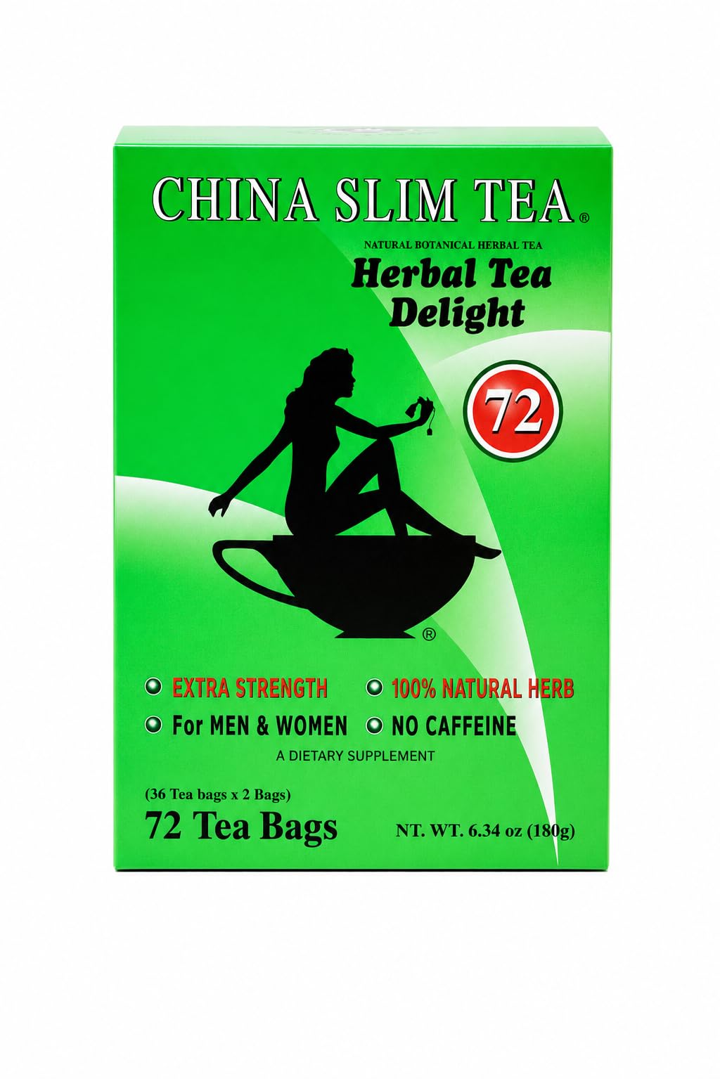 China Slim Tea Dieter's Delight 72 Tea Bags (NET WT 6.34 OZ (180 g) Made in USA