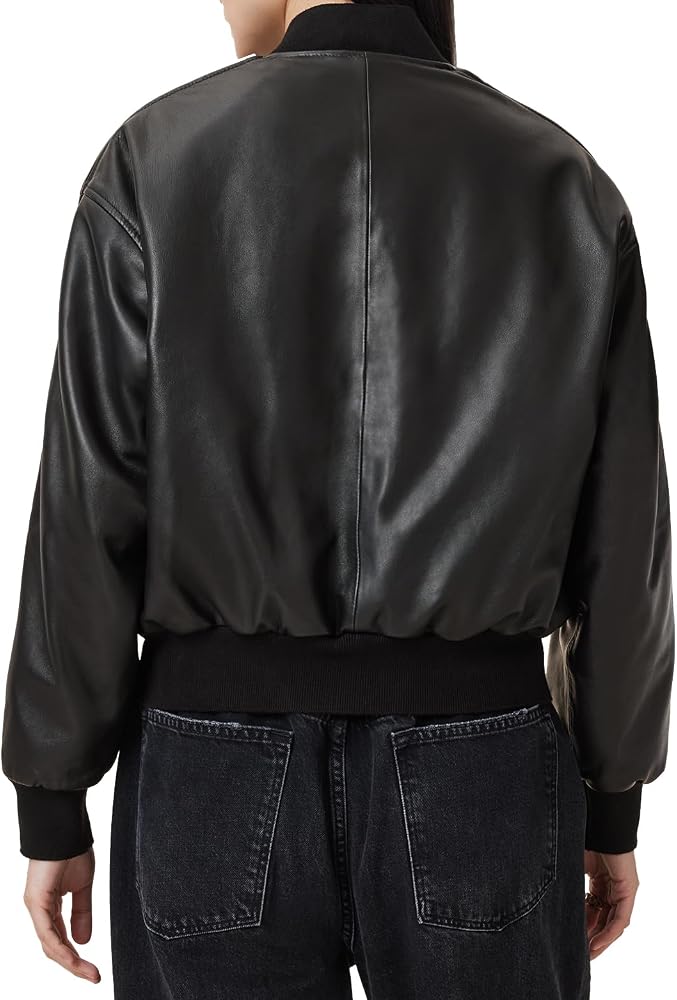 Amazon.com: AllSaints Women's Jacket Leather Zenith Zip Bomber
