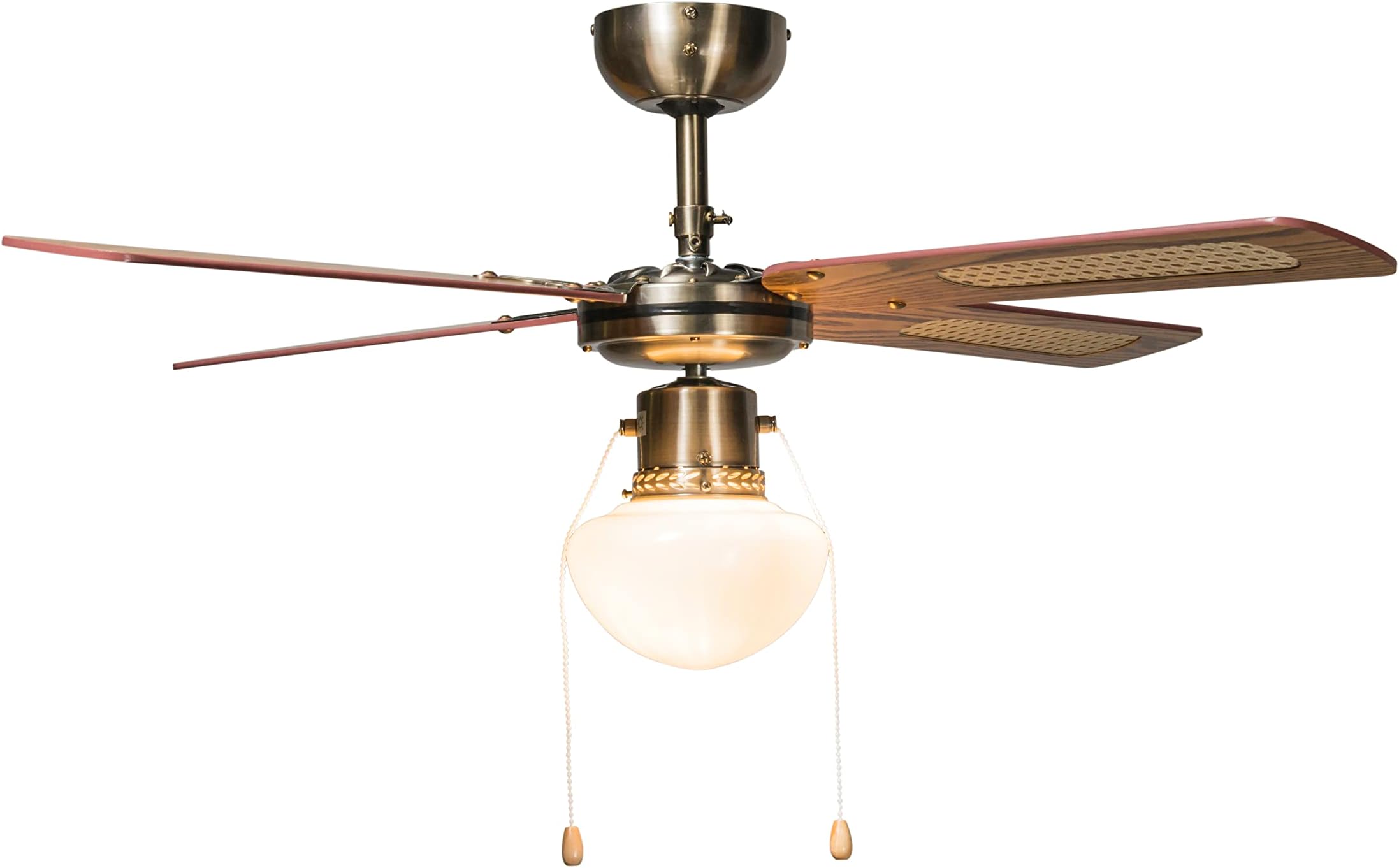 Qazqa - Industrial Ceiling Fan with Light with lamp 100 cm Wood - Wind- - Retro - Suitable for LED E14 | 1 Light - Steel Fan Light - Suitable for Living Room I Kitchen I Bedroom I
