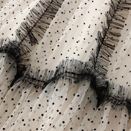 Women's Maxi Tulle Skirt A-line High Elastic Waisted Polka Dot Printed Mesh Long Skirts Trendy4