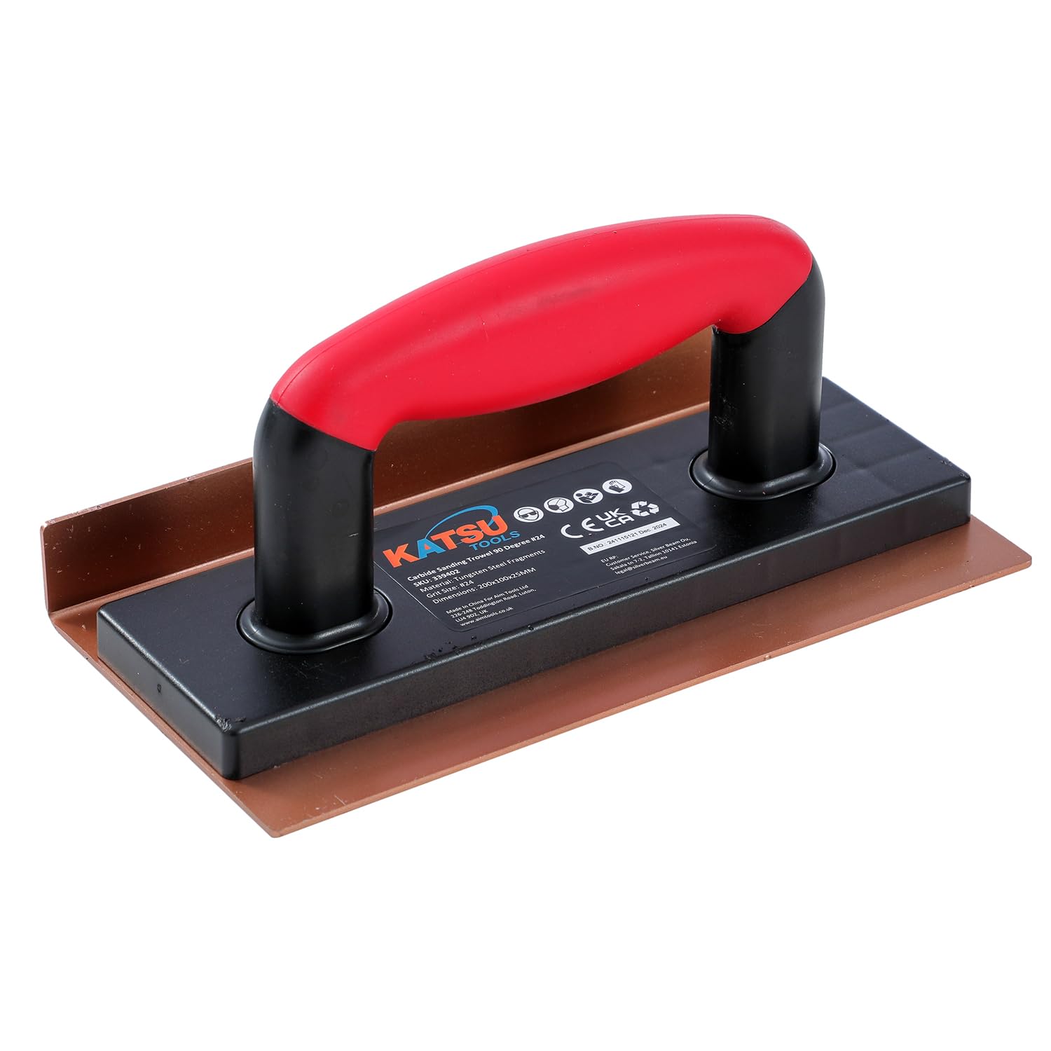 KATSU Tools 90° Hartmetall-Schleifkelle Körnung 24, 200 x 100 x 25mm