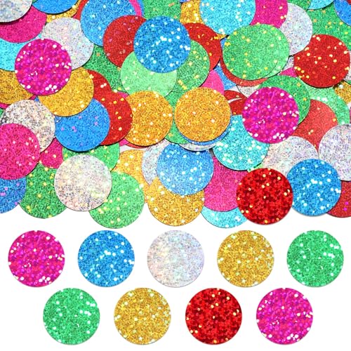 MARFOREVER Confettis à paillettes multicolores grands 2,5 cm ronds pour anniversaire, paillettes, confettis, décoration de carnaval, table, film métallique, fête, décoration de dispersion