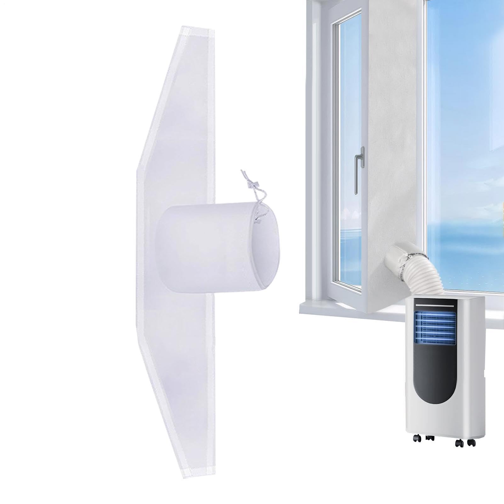 Kit de sellado de aire acondicionado para ventana, resistente al agua, sin taladrar, protector de ventilación de CA, carcasa de tela portátil para el hogar, dormitorio, apartamento, alquiler, hotel
