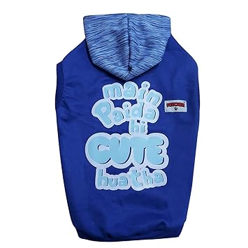 FETCHER Royal Blue 'Main Paida Hi Cute Hua Tha' Printed Premium Warm Fleece Hoodie for Dogs and Cats | Winter wear (16