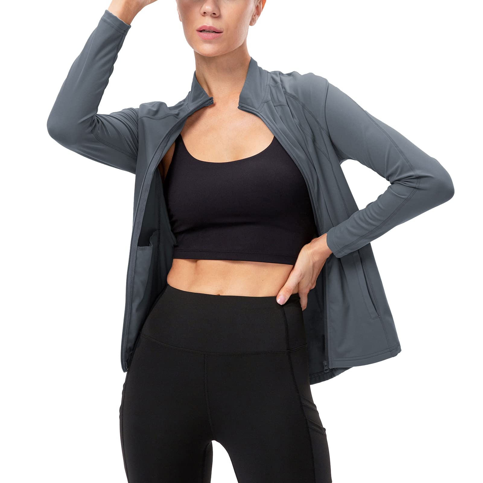 Damen Laufshirt Funktionsshirt Langarm Sportshirt Schnelltrocknend Atmungsaktiv Damen Trainingsshirt Yoga Shirts