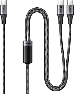 SUNGUY - Cabo USB-C para USB-C de 1,2 m, cabo de carregamento 2 em 1 duplo USB tipo C com carregamento rápido de 100 W p...