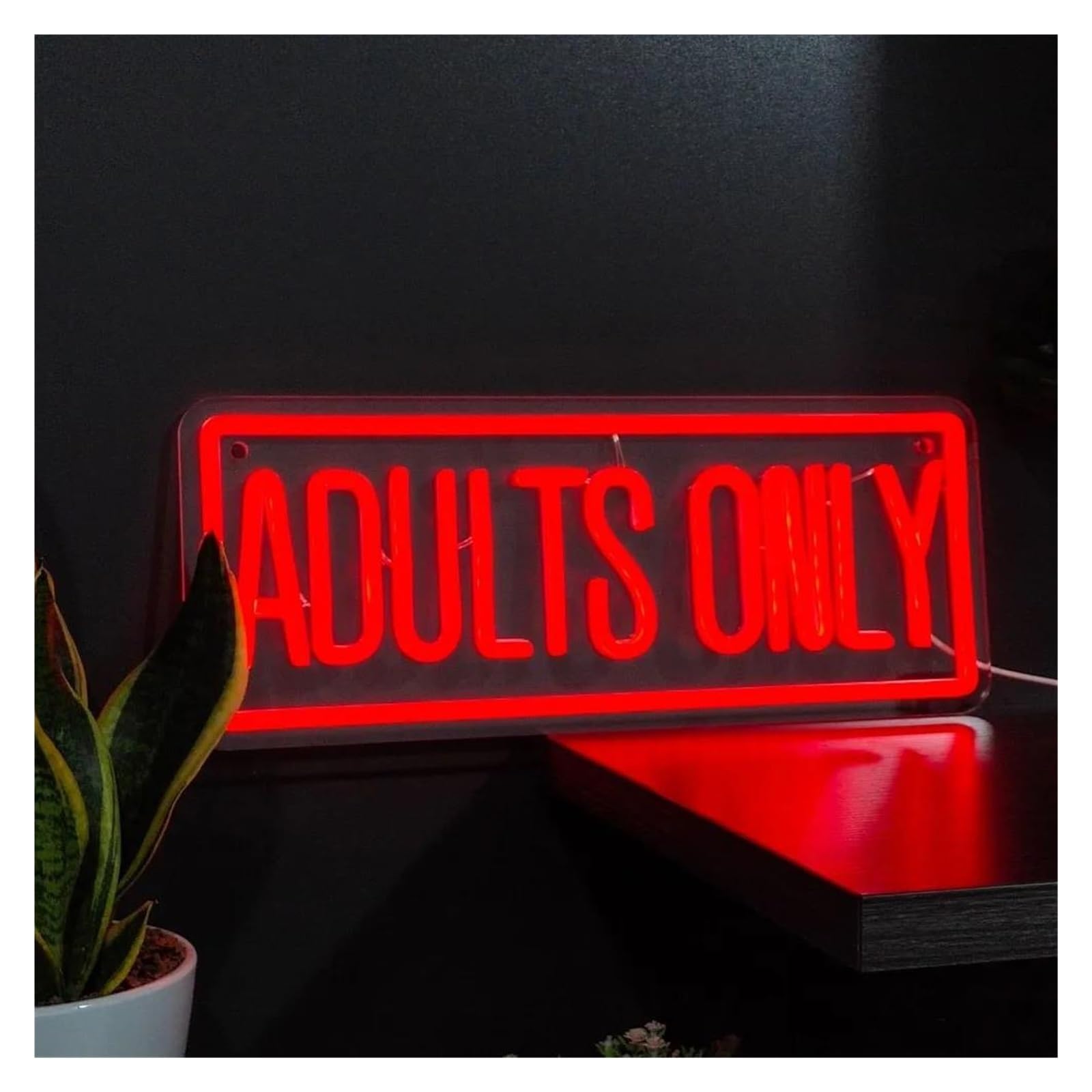 Luz de Diseño de Digital Letrero De Neón Rojo Intenso Con La Leyenda Solo Adultos: Decoración De Pared Versátil Para Fiestas, Dormitorios Y Cuevas Masculinas. Alimentado Por USB 16Cm×40Cm