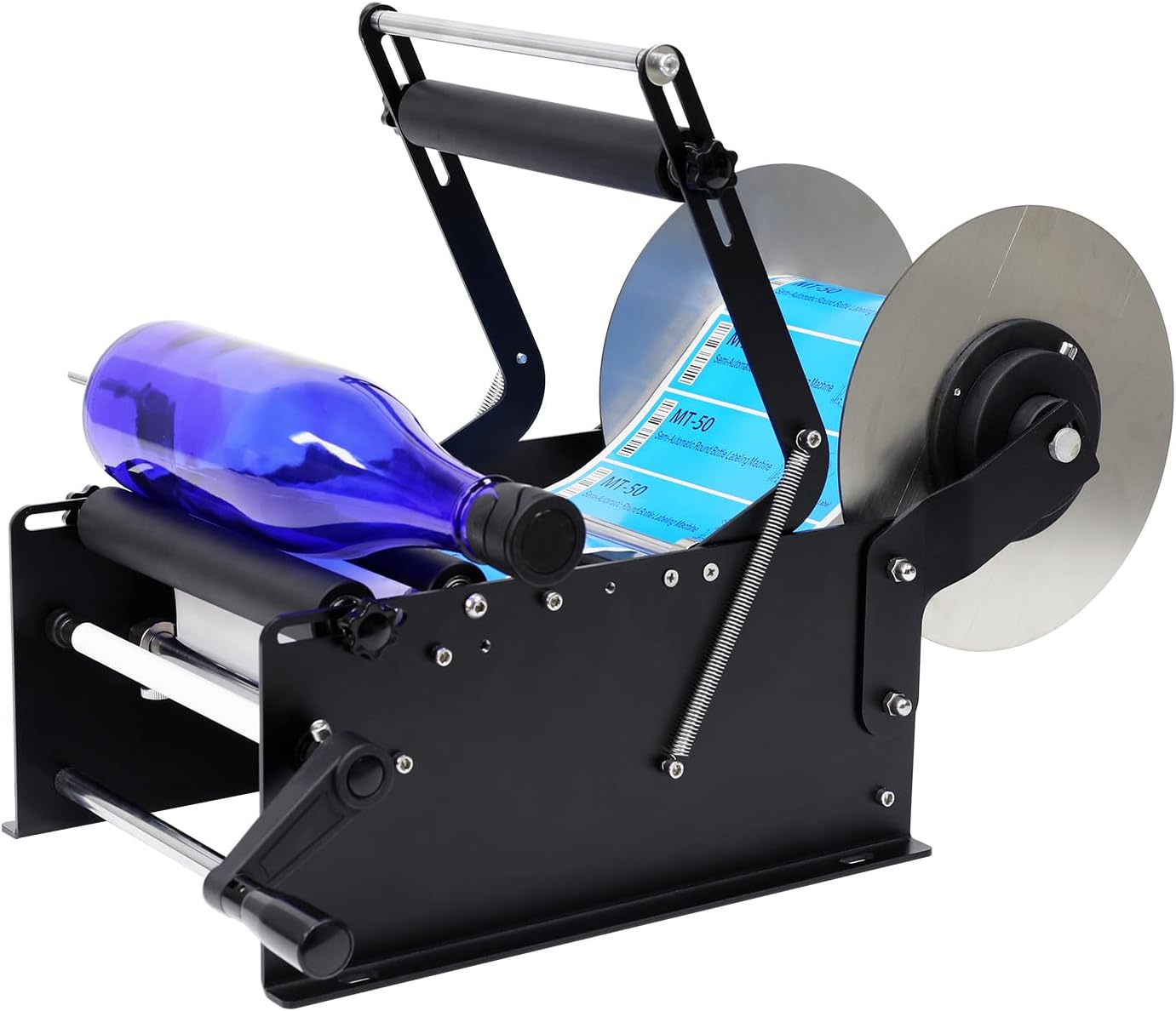 ZONEPACK Manual Lager Size Lable Round Bottle Labeling Machine Wine Bottle Sticker Labeler Applicator