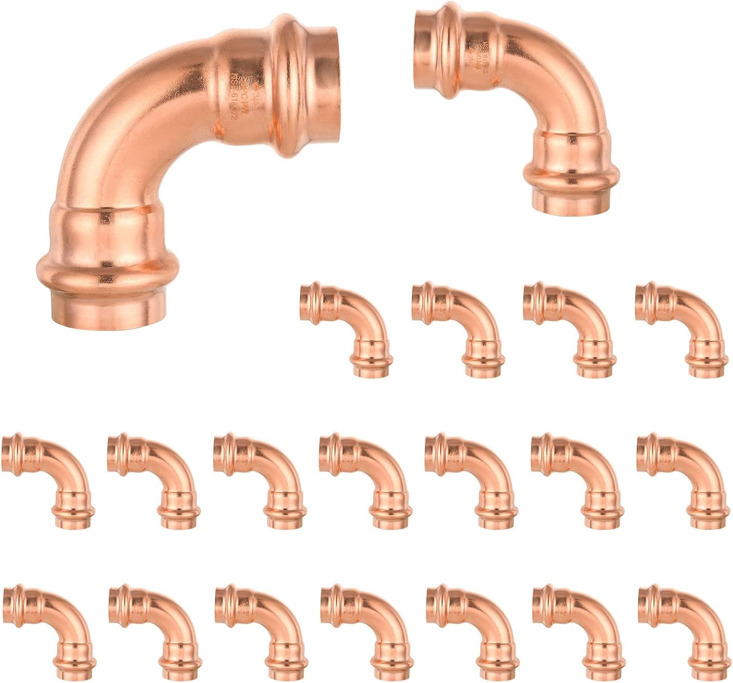 20-PACK GUOFIS Copper Press Elbow Fitting, 3/4 Inch P x P 90 Degree Press Elbow for Water Lines