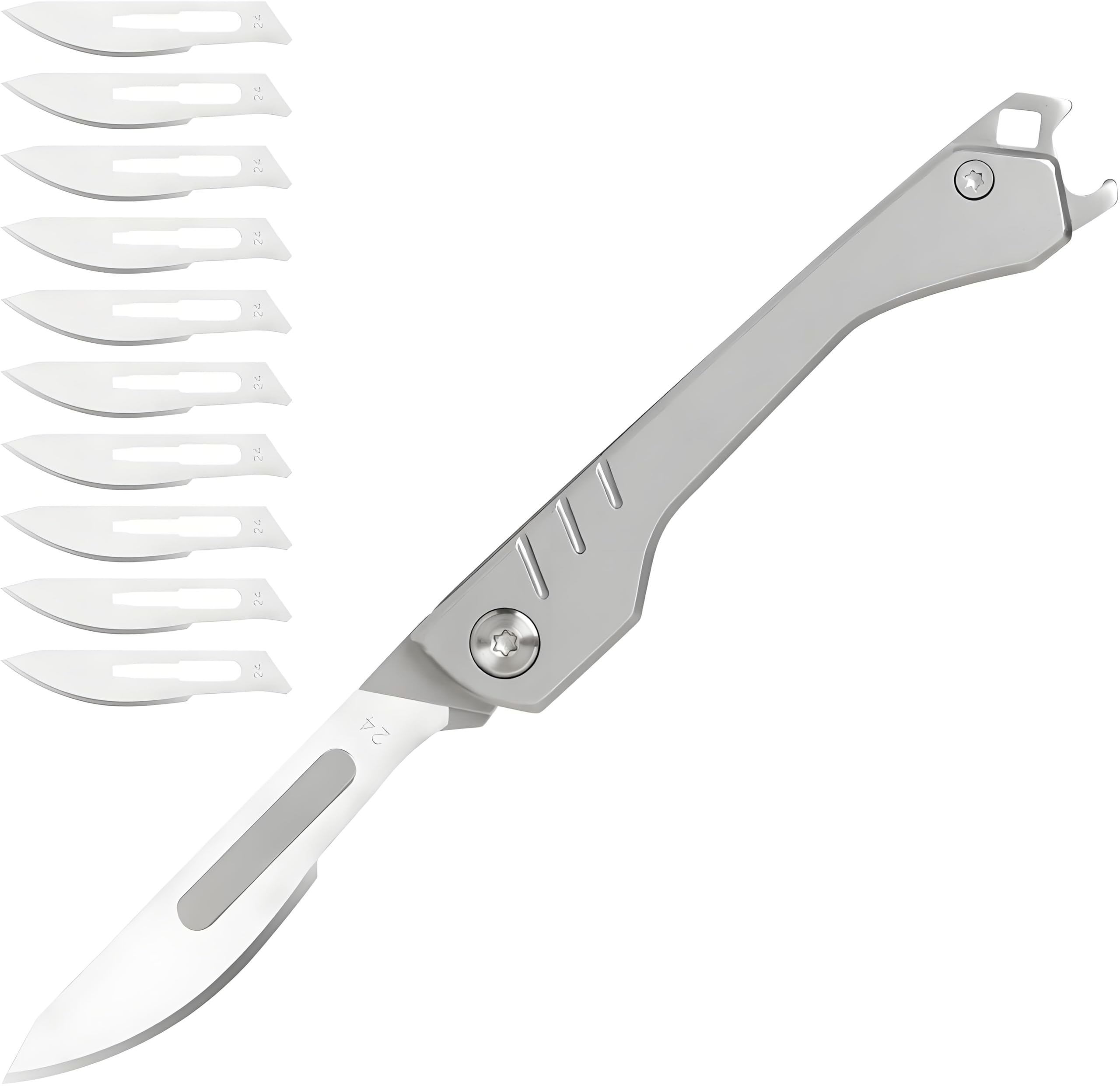 Coltellino Tascabile EDC Con 10 Lama Sostituibile #24, Coltello Pieghevole per Caccia all'aperto, Campeggio, Pesca