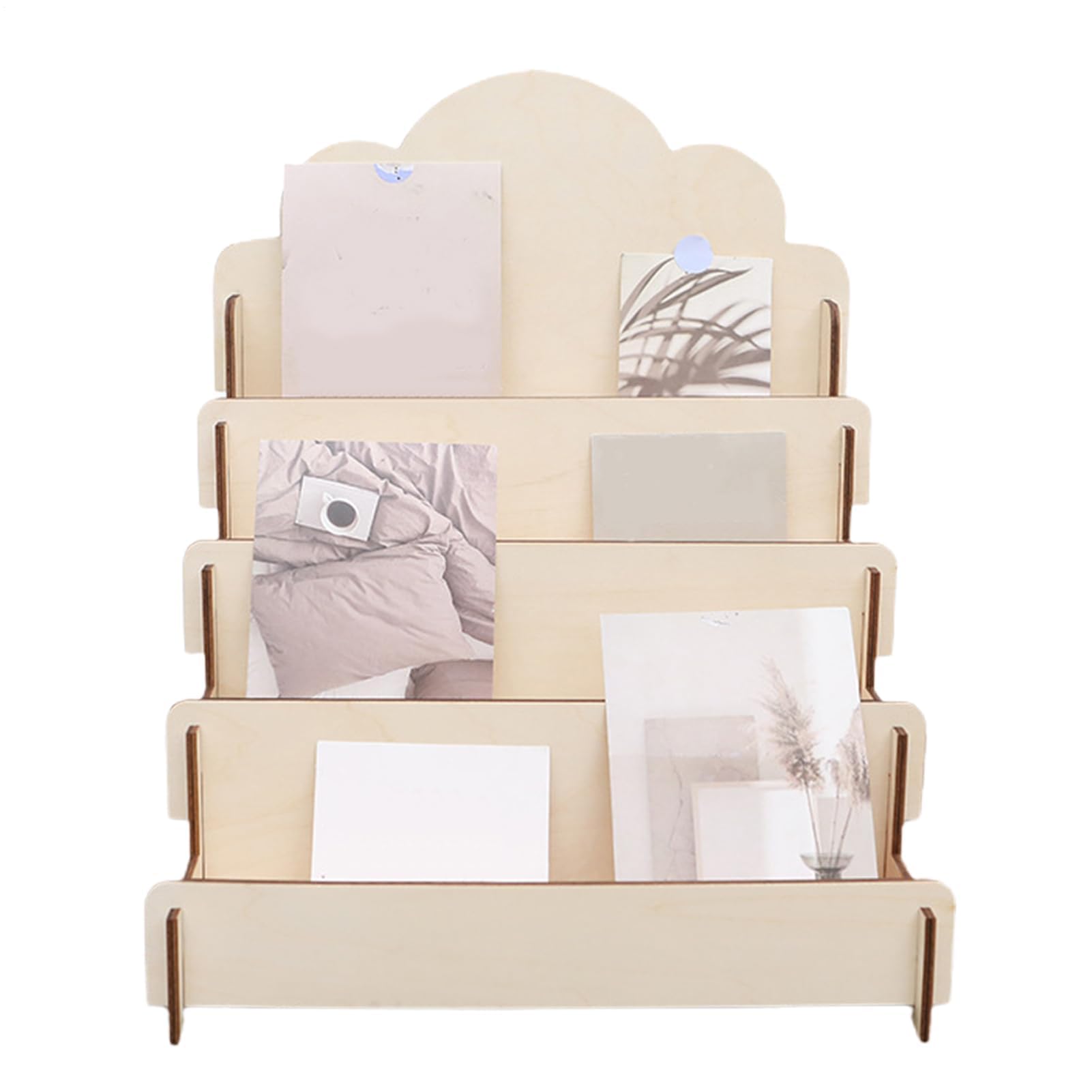 CWCQGH 4-Tier Wooden Greeting Card Display Stand - Sturdy Multifunctional Easel for Cards Photos & Postcards - Perfect for Retail Home and Events