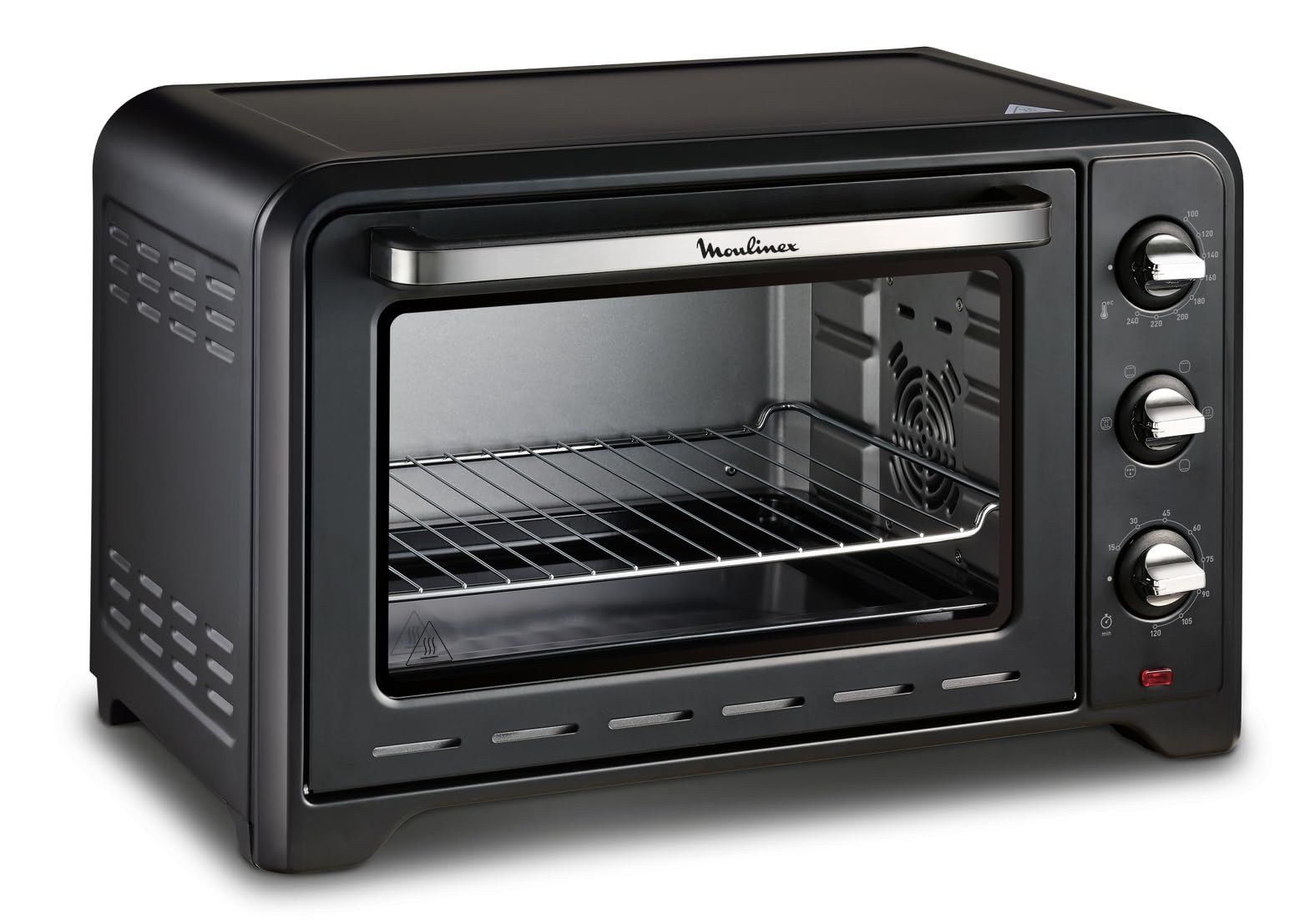 Moulinex Ox4648 Optimo Forno Elettrico Ventilato 33 Litri, Potenza 1600 W, Max 120°C, Forno per Pizza, Carne, Pesce, Dolci, Fornetto Elettrico, 6 Modalità di Cottura, Timer, 2 Accessori, Nero