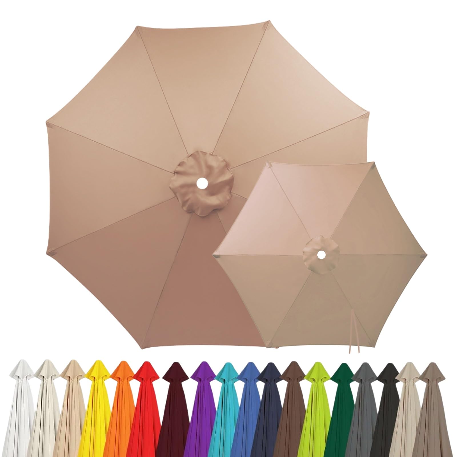 2m 2.15m 2.5m 2.7m 3.0m 4.0m Replacement Parasol Canopy for 6/8 Arms, Waterproof Outdoor Garden Parasol Fabric Cover, UV Protection Sun Shade Replacement Top Only(Champagne,8-RIBS-9.8FT/3.0m)