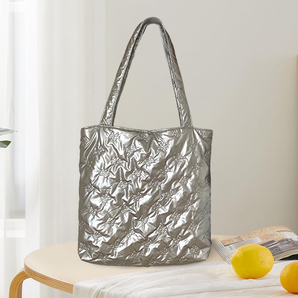 Bolso de hombro acolchado para mujer, bolso de la compra, sólido para viajes de negocios