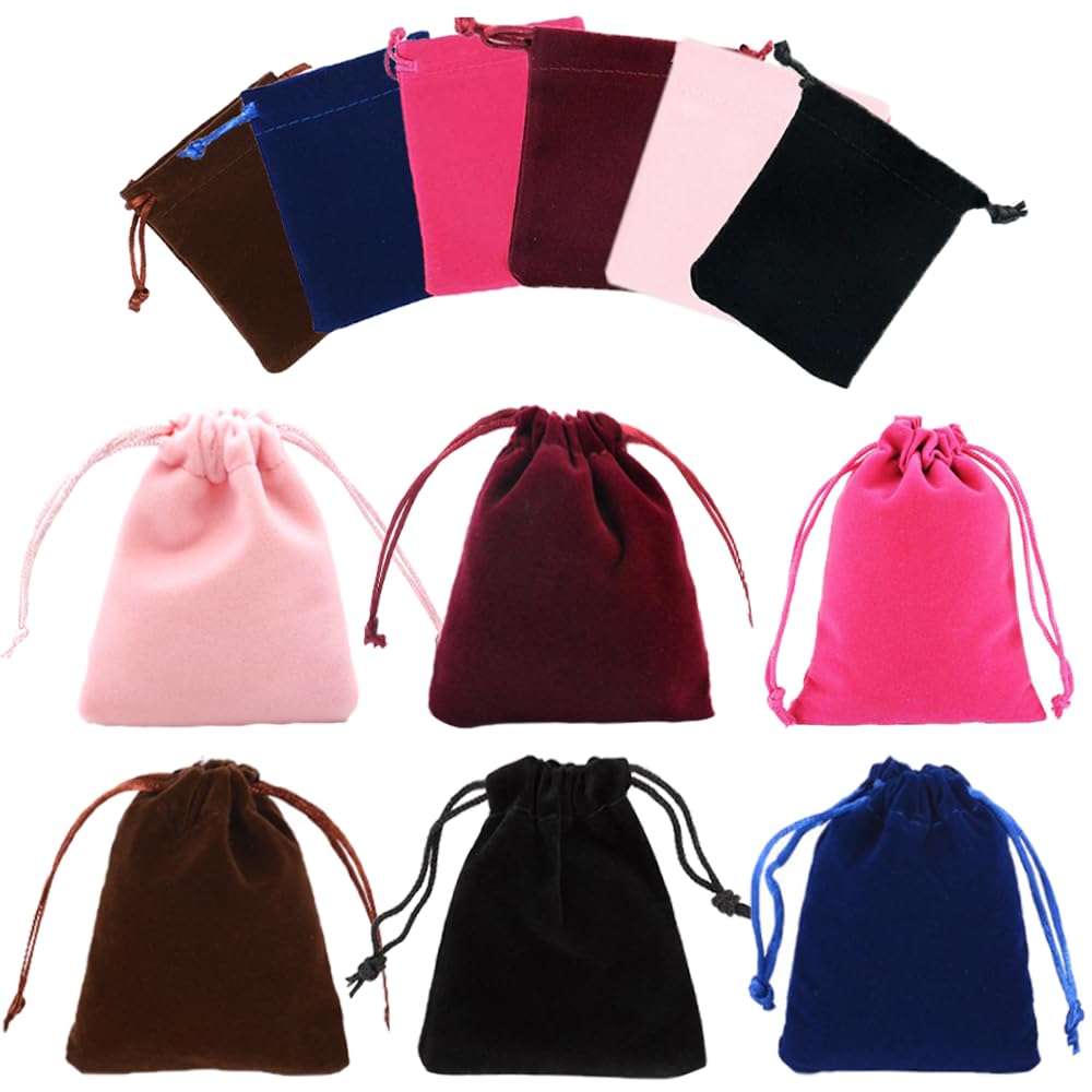 RXKFIGX Velvet Bags 24 Pcs Velvet Drawstring Bags,Jewellery Pouches 6 Colors Velvet Jewelry Bag Reusable Drawstring Bag for Jewelry Gift Packaging for Jewelry Gift Packaging Wedding 9×7cm