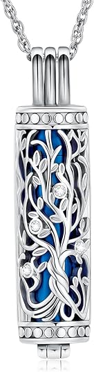 shajwo Cylinder Cremation Jewelry Tree of Life Urn Ashes Necklace