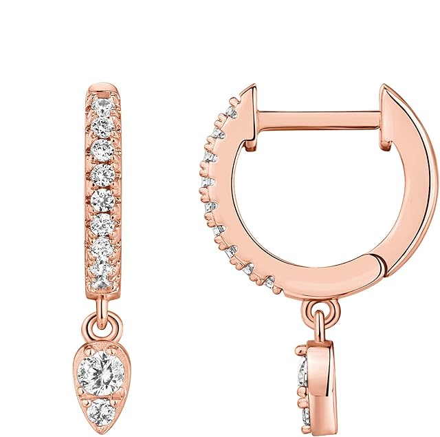 PAVOI 14K Gold Plated S925 Sterling Silver Post Lightweight Drop/Dangle Huggie Earrings for Women | Star, Lock, Butterfly, Moon, Lightning | Dainty Earrings