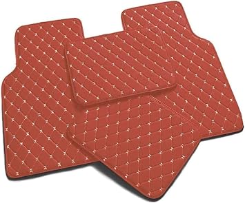 Custom Car Automotive Floor Mats for VW Touareg I (7L) 2002 2003 2004 2005 2006-2010, 4 Piece Set Leather Protector, All Weather Waterproof Anti-Skid Anti-Slip.(A/Brown,Normal)