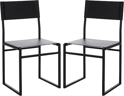 SAFAVIEH Home Collection Layne Silla de comedor negra para sala de estar (totalmente montada)