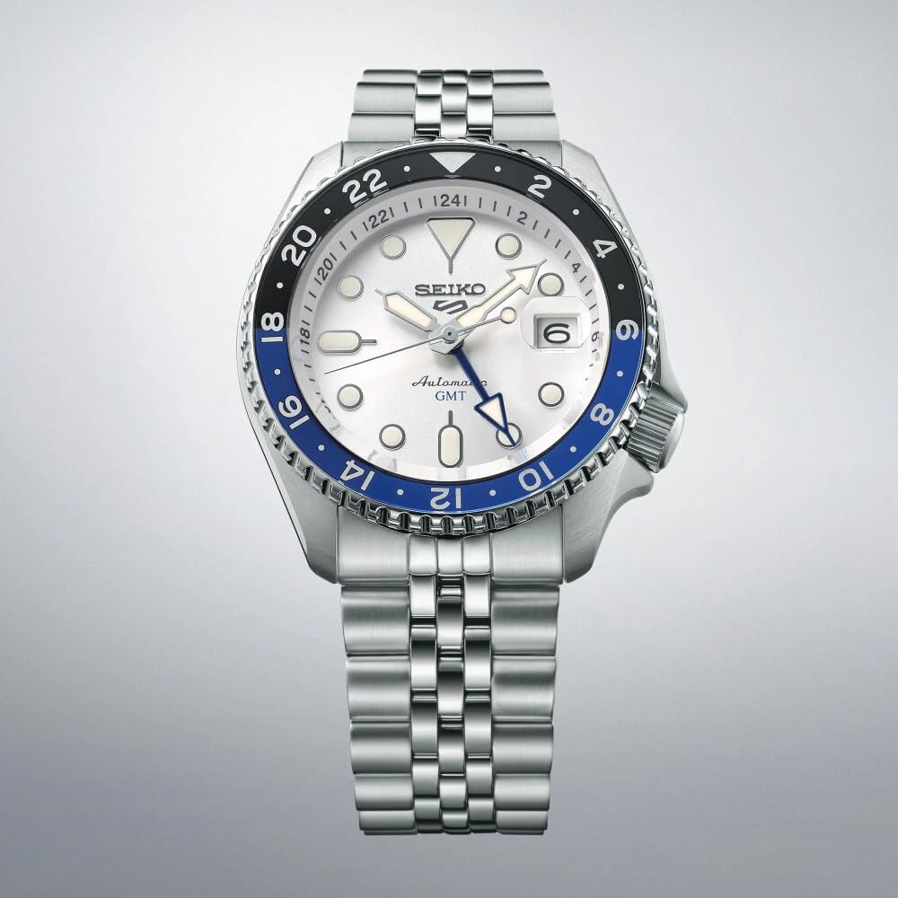 Seiko SSK033K1 Montre 5 Sports Automatique GMT, Argent, Bracelet