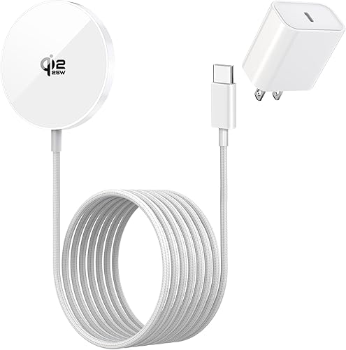 Cargador inalámbrico magnético de 25 W para iPhone 17 16 de carga rápida, certificado Apple MFi 6 pies con certificación Qi2 Mag Safe almohadilla de