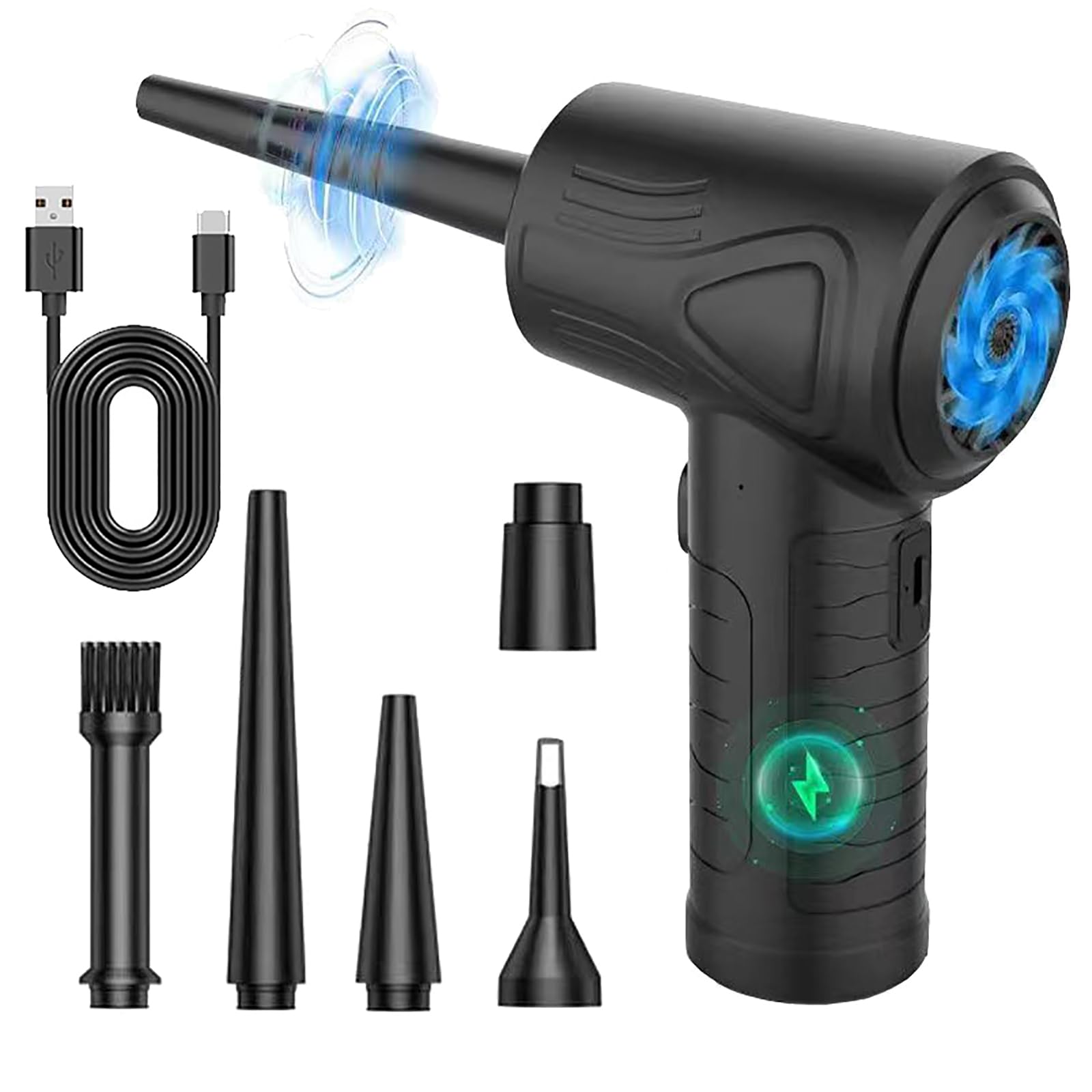 Dépoussiéreur électrique rechargeable 3 vitesses avec flux d'air puissant de 51000 RPM