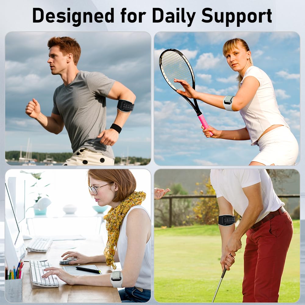 Coderas Epicondilitis, Cinta de Codo Tenista con Almohadilla de Silicona 3D, Coderas para Tendinitis Ajustable, Coderas de Golfista para Hombre y Mujer para Tendinitis Alivio del Dolor (Negro)