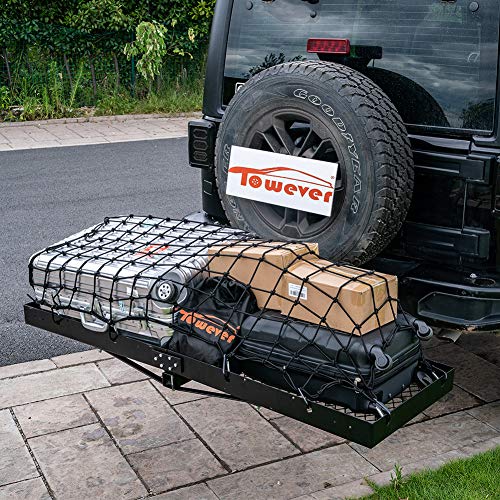 Towever 3'x4' Bungee Cargo Net Long Stretches to 6'x8' 8cm x 8cm Mesh Net Small Large Cargo Loads Tighter for Rooftop Cargo Carrier