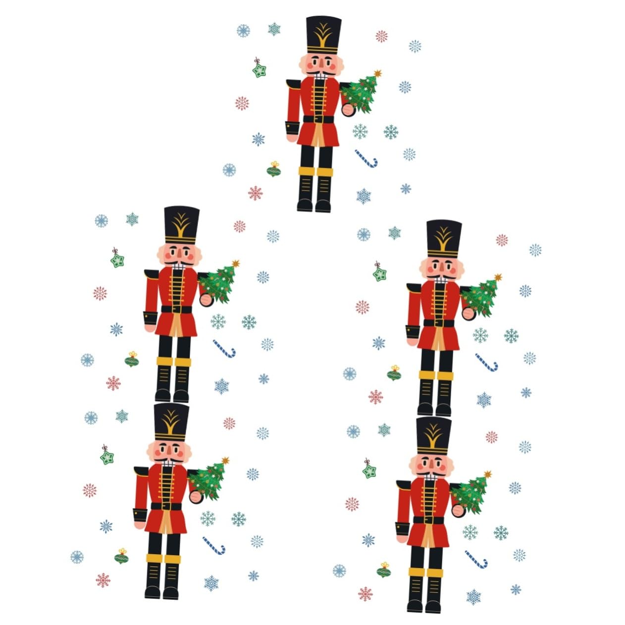 Zerodeko 5stücke Weihnachtlicher Fensteraufkleber Mit Nutcracker-design Selbstklebend Und Abnehmbar Für Dekoration Von Türen Und Wänden Für Festliche Ihrem Zuhause Oder Geschäft