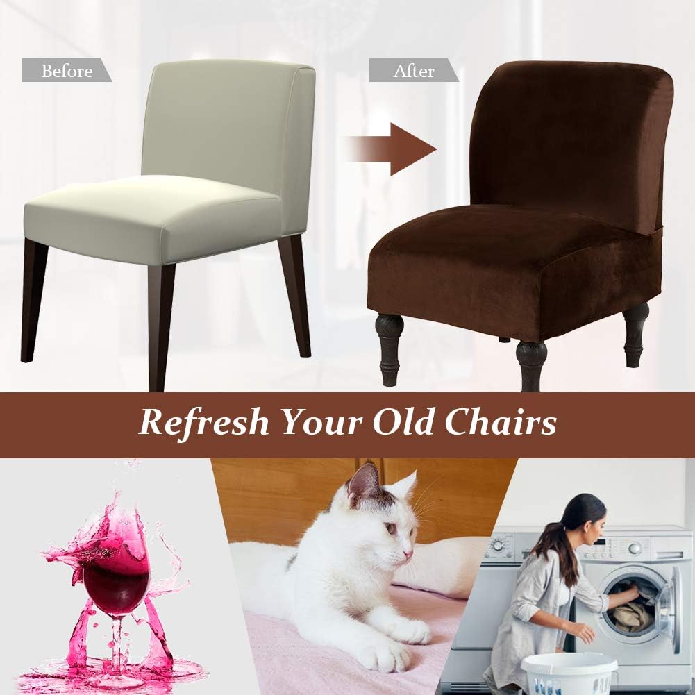 Beacon Pet Armless Chair Slipcover Stretch,Velvet Spandex Slipper Chair Covers Accent Chair Cover Armchair Covers Furniture Protector Covers Removable Washable for Home Hotel Living Room