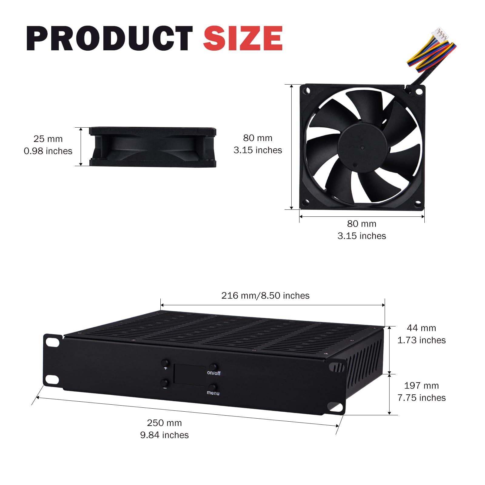 GeeekPi Panel de refrigeración de ventilador cuádruple de 10 pulgadas 1U para montaje en rack