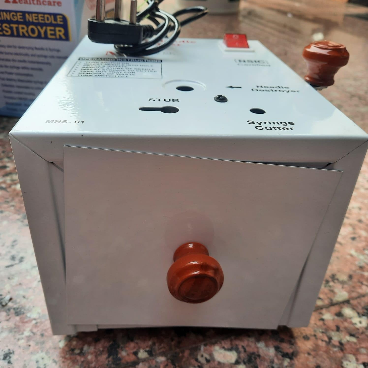 Medical Needle Destroyer Device for Clinics, Hospitals and Labs, Metal Electric