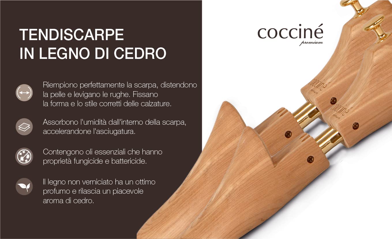 Coccine - Forme per Scarpe in Cedro, Tendiscarpe Universali per Scarpe da Uomo e da Donna, Misura Regolabile, Legno con Profumo di Cedro, Calzata Facile