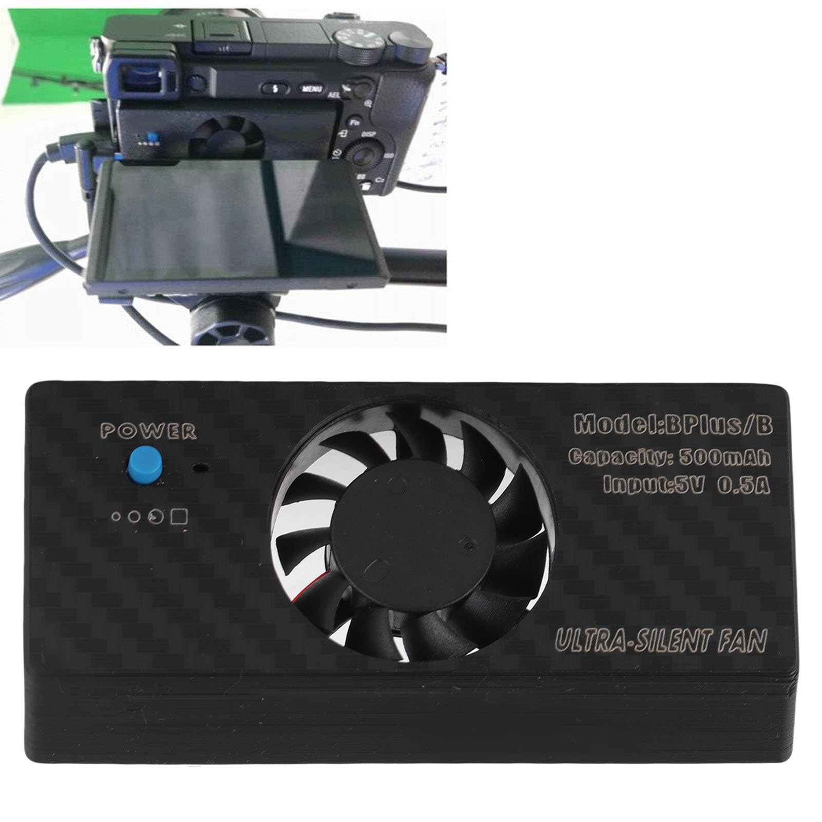 Lazmin112 Ventilador de Refrigeración para Cámara, Sistema de Refrigeración Externo para Cámara de 3 Velocidades, para A7M3 A7R4 A7RIII A7III A9II A6300 A6400 A6600 A6500 RX100 NEX