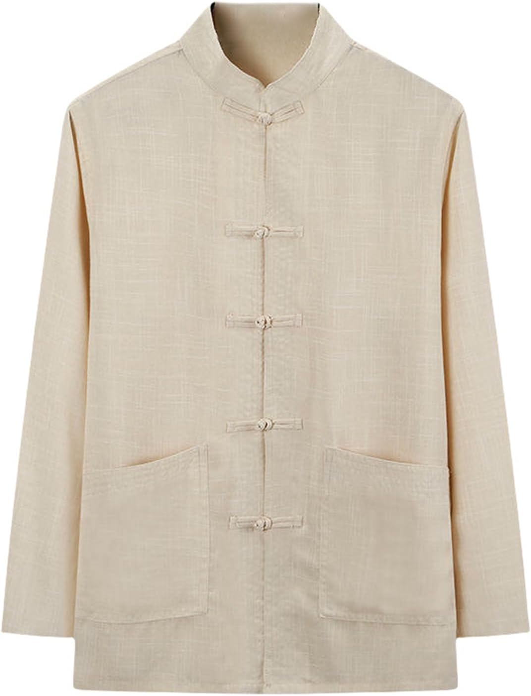 Men's Spring Summer Chinese Style Long Sleeve Traditional Hanfu Tai Chi Shirt