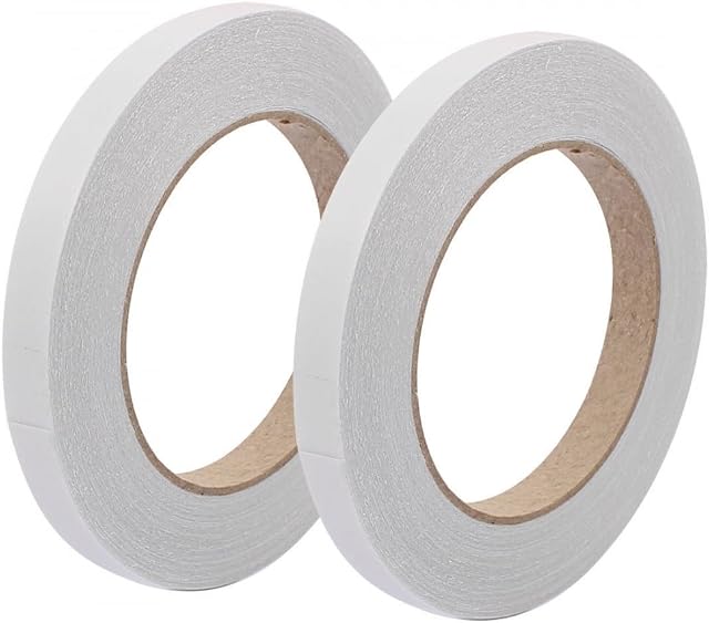 2 Rolls Double Sided Tape Adhesive Sticky Tapes for Gifts, Photos, Documents, Wallpaper, Scrapbooking, Crafts, Ribbon, Cards and Boxes - 33 Meters - 9mm / 12mm