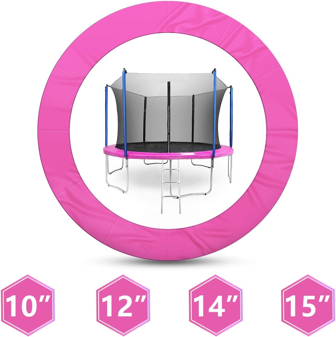 1INCH 12/14/15FT Trampoline Pad, Jumpking Trampoline Pad Replacement Safety Pad, PVC Foam Waterproof Round Spring Cover…