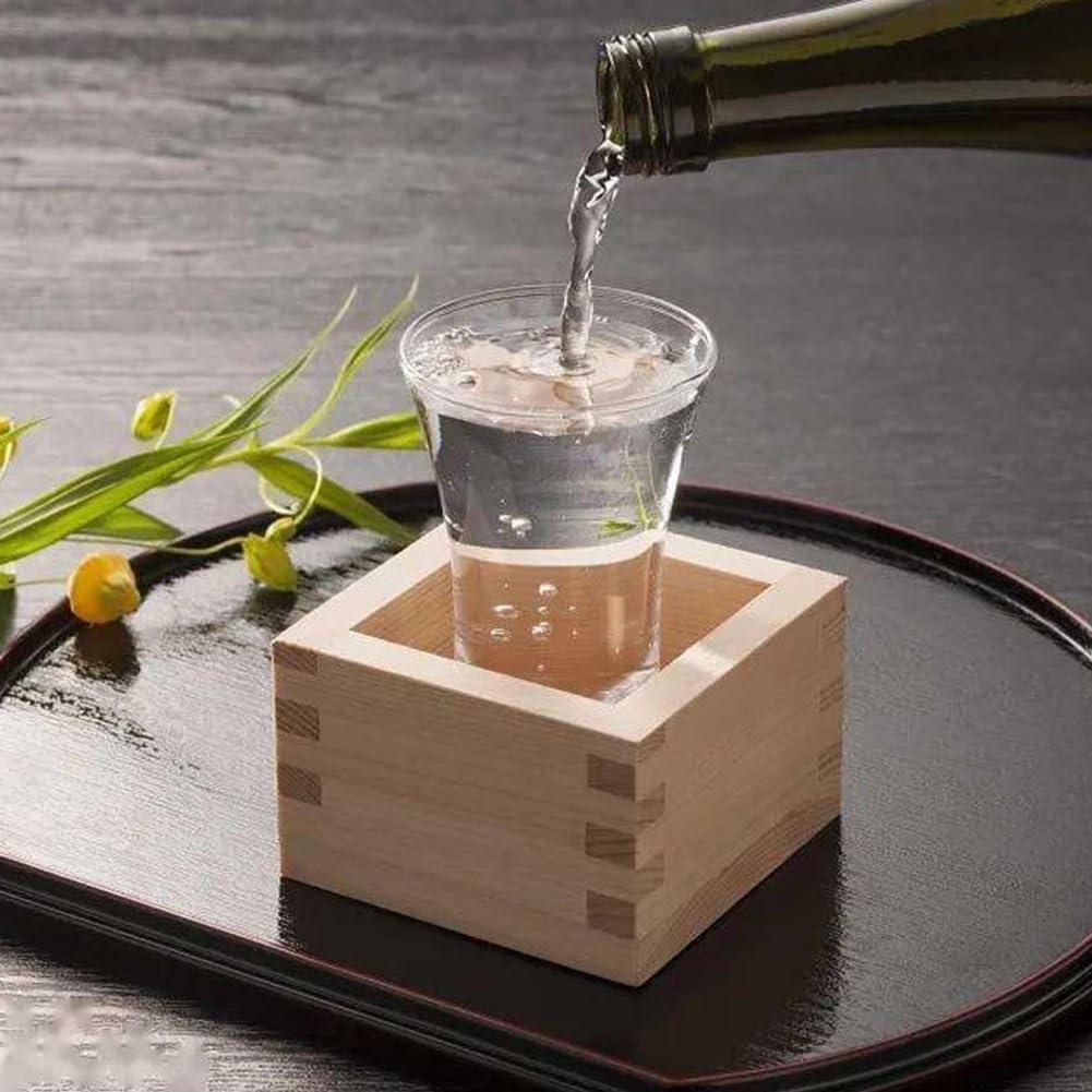 Cultura Giapponese Coppa di Sake in Legno 4pz Scatola Masu Vassoio Quadrato in Legno per Vino, Scatola per Dessert, Metti Il Bicchiere di Vino Dentro