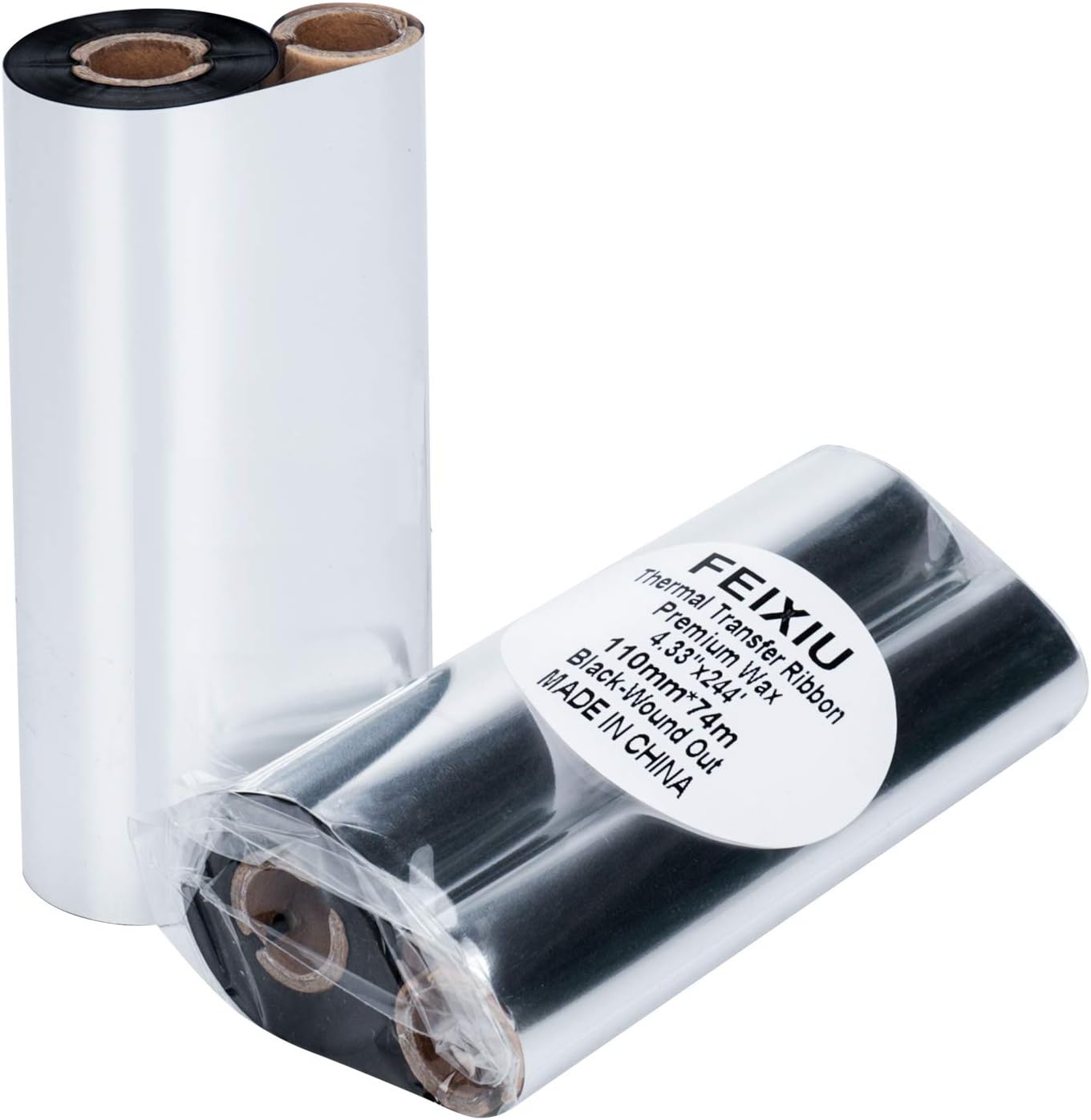 Thermal Transfer Ribbon 4.33" x 243' (110mmx74m) - 1 Roll. Resin Enhanced Wax 1/2 Inch Core Barcode Ribbon Ink Out for Label, Tag Barcode Printing for Zebra TEC,GC420t GK420t GX420t TLP2442 TLP2844