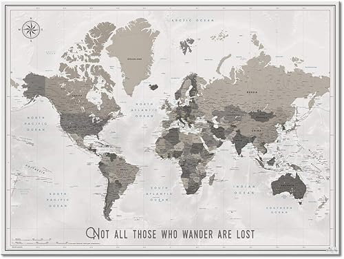 Mapa de viaje con alfileres y cita personalizada, póster de mapa del mundo, mapa de viaje personalizado, 24 x 32 pulgadas hasta 40 x 53 pulgadas