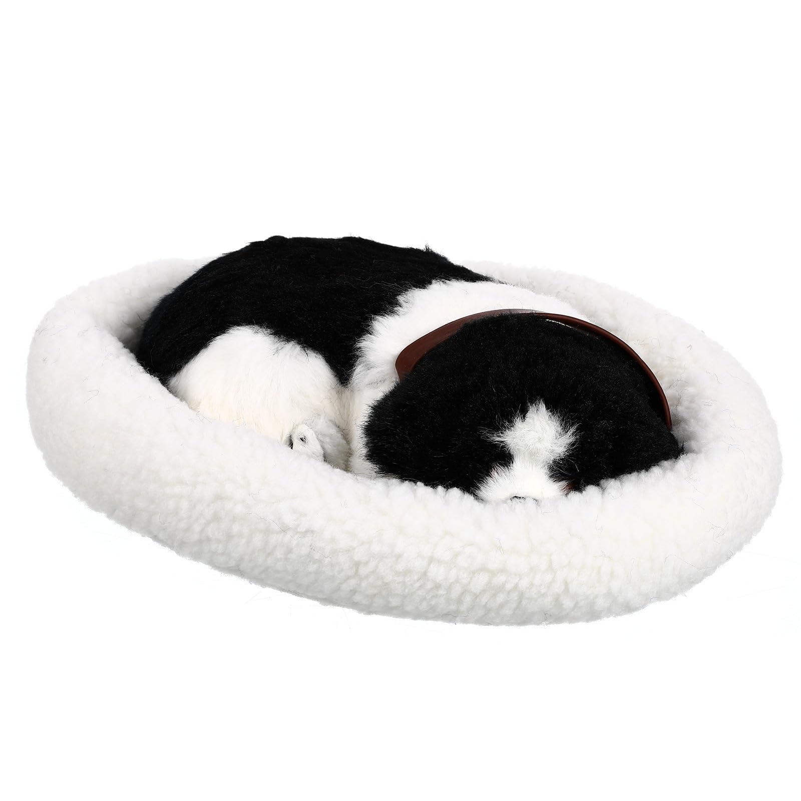 Kichvoe Cane di Peluche Realistico Addormentato Nero, Decorazione | Finitura in Lana Artificiale e Polietilene, Stile Vivace e Adorabile, per Natale e Halloween