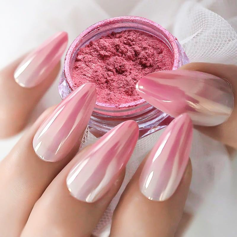 Red Chrome Nail Powder, Y2K Metallic Mirror Effect Pigment, Fine