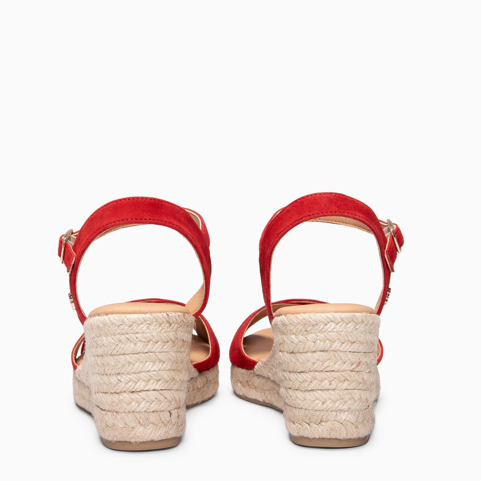 miMaO. Espadrilles à talon en cuir à lanières croisées. Fabrication artisanale