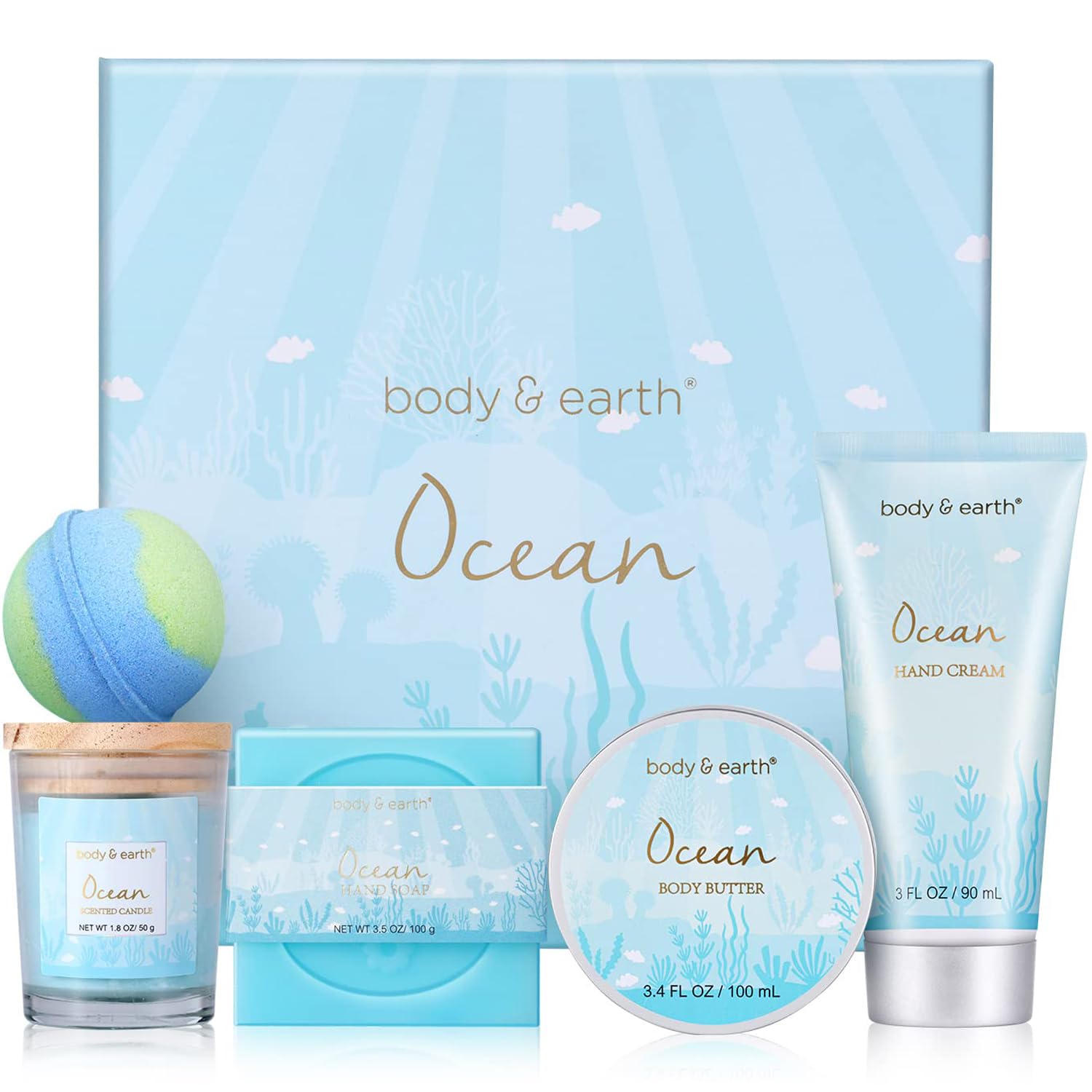 Spa Gifts for Women, Bath Gifts Box with Ocean & Orchid Scented, Gift for Home Spa