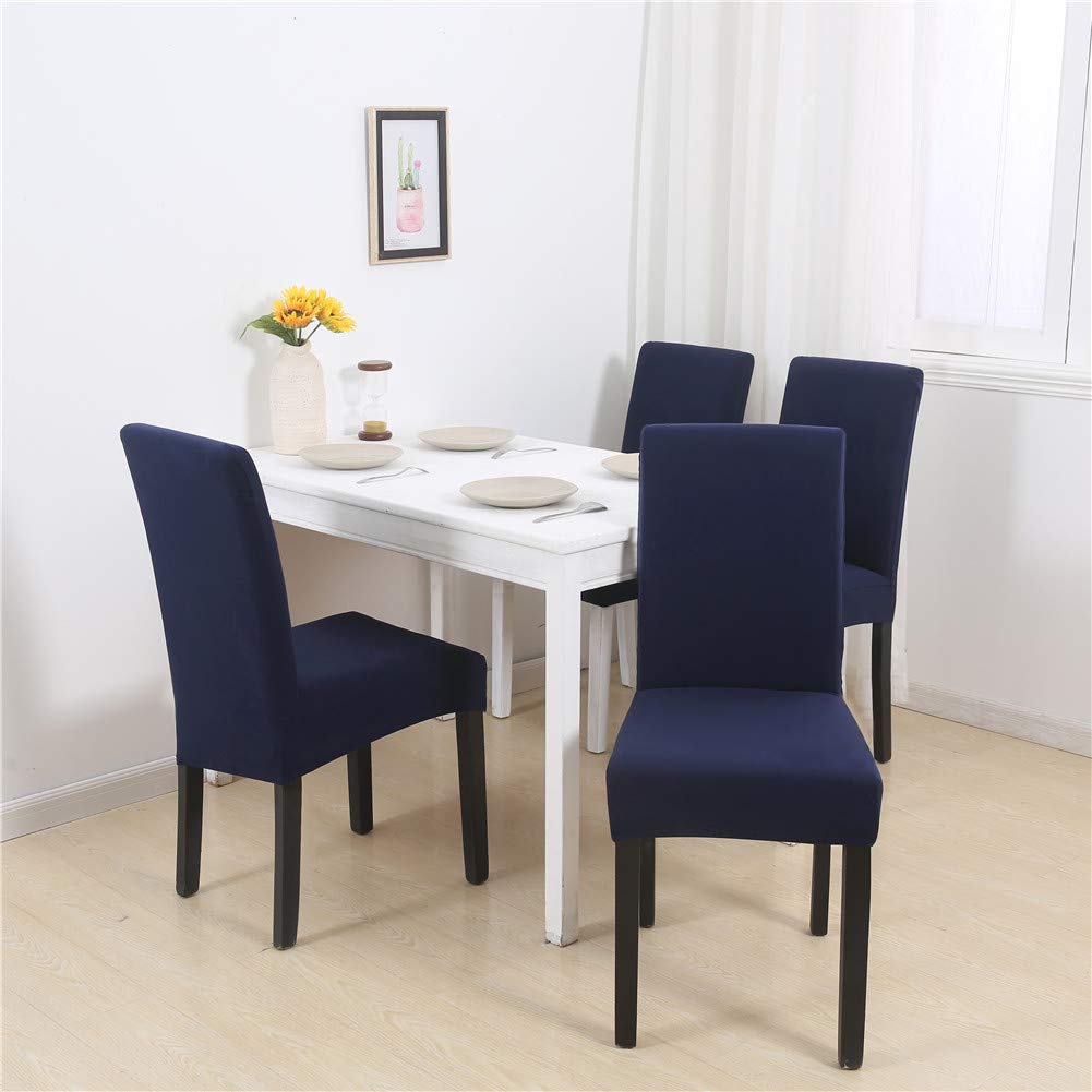 BTSKY Lot De 6 Housses De Siège Extensibles Imprimées Avec Attaches - Bleues Claires Pour Chaises De Salle à Manger Et Cuisine