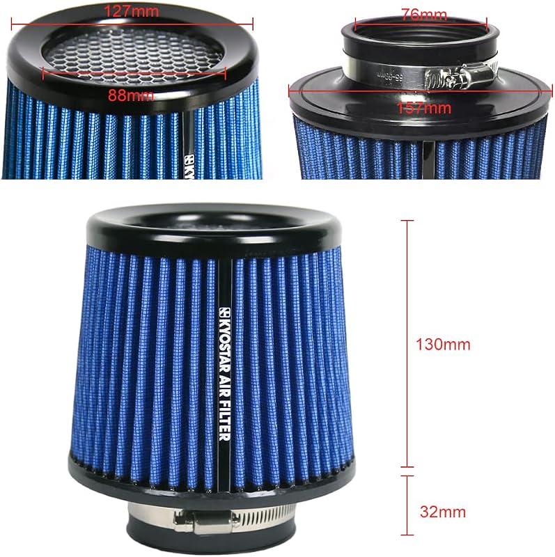 Kyostar 76mm Univerzális Légszűrő Kúp Kék Száraz Levegőszűrő Csere