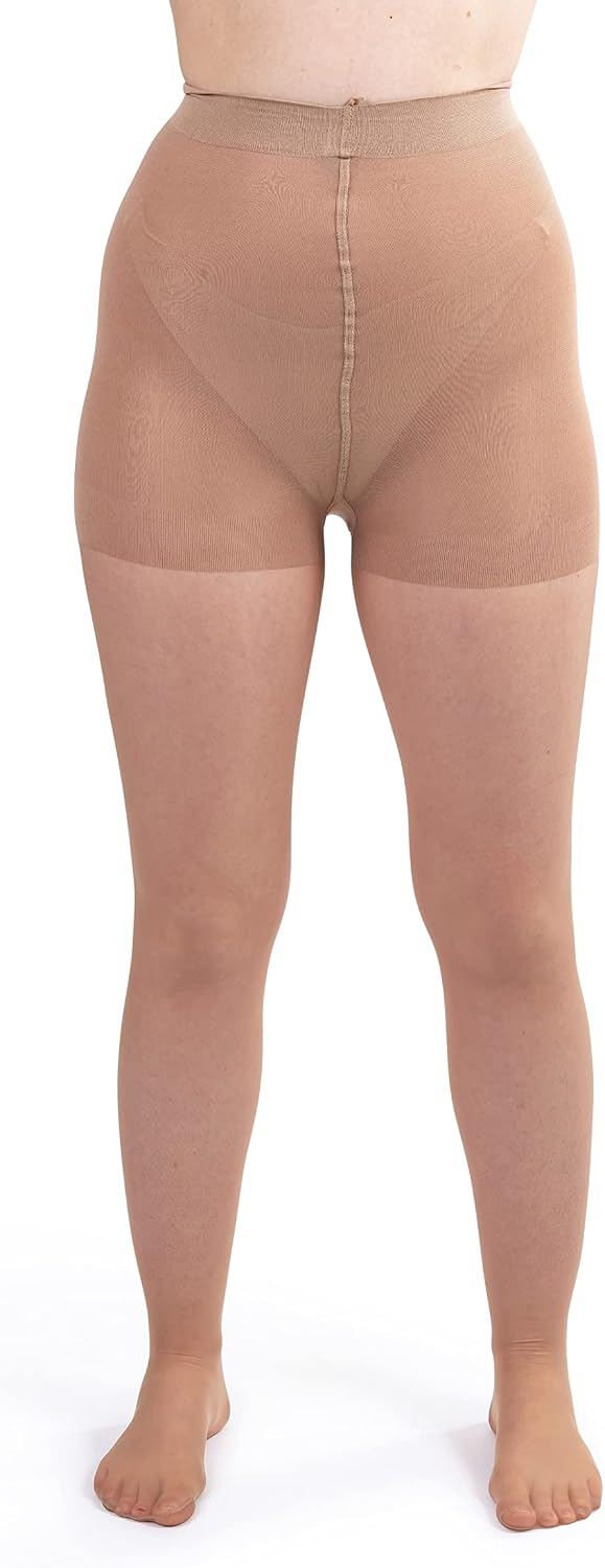 Control Top Pantyhose for Women, 12D Sheer Stockings, Run-Resistant Tights