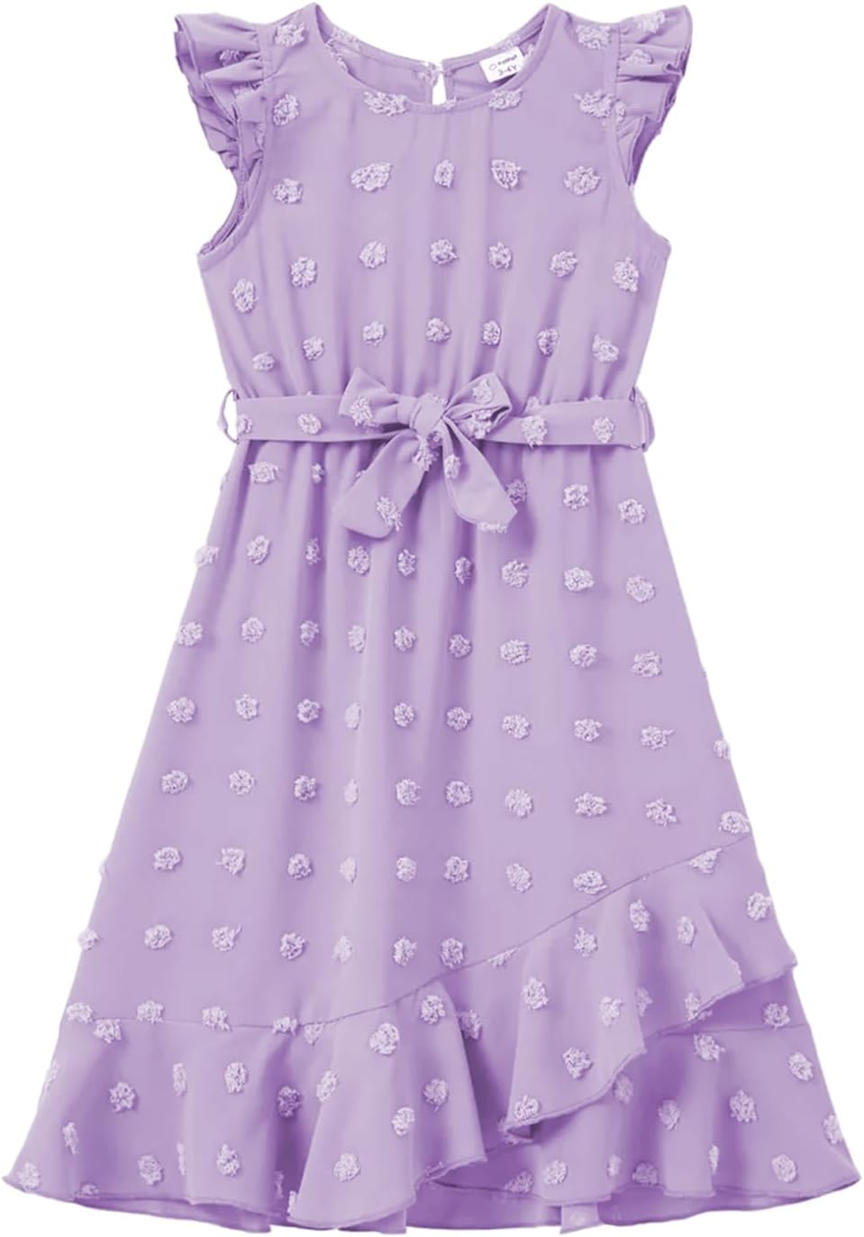 blibean Tween Girls Short Sleeve Dresses Swiss Dot Belt Dress Size 6-15 Years - Image 6